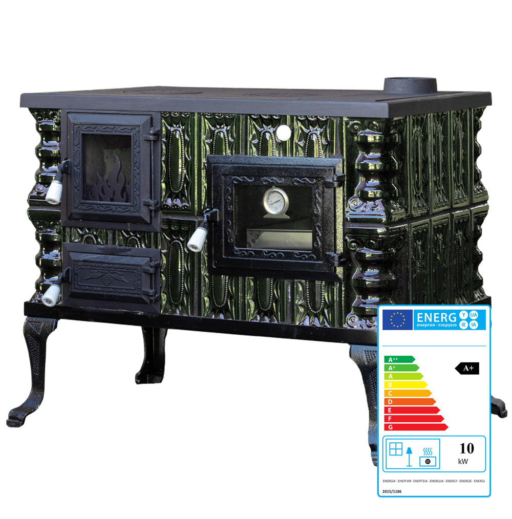 STUFA IN CERAMICA MODELLO 6 VERDE DESTRA 10 kW