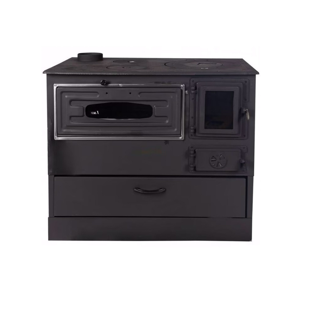 MEGA-RABATT!!! 9-kW-emaillierter Holzherd / Holzofen mit Backofen und großer Kochfläche, 9 kW, Ausrichtung links